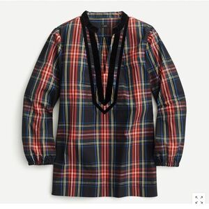 Velvet Trim V Neck Tunic